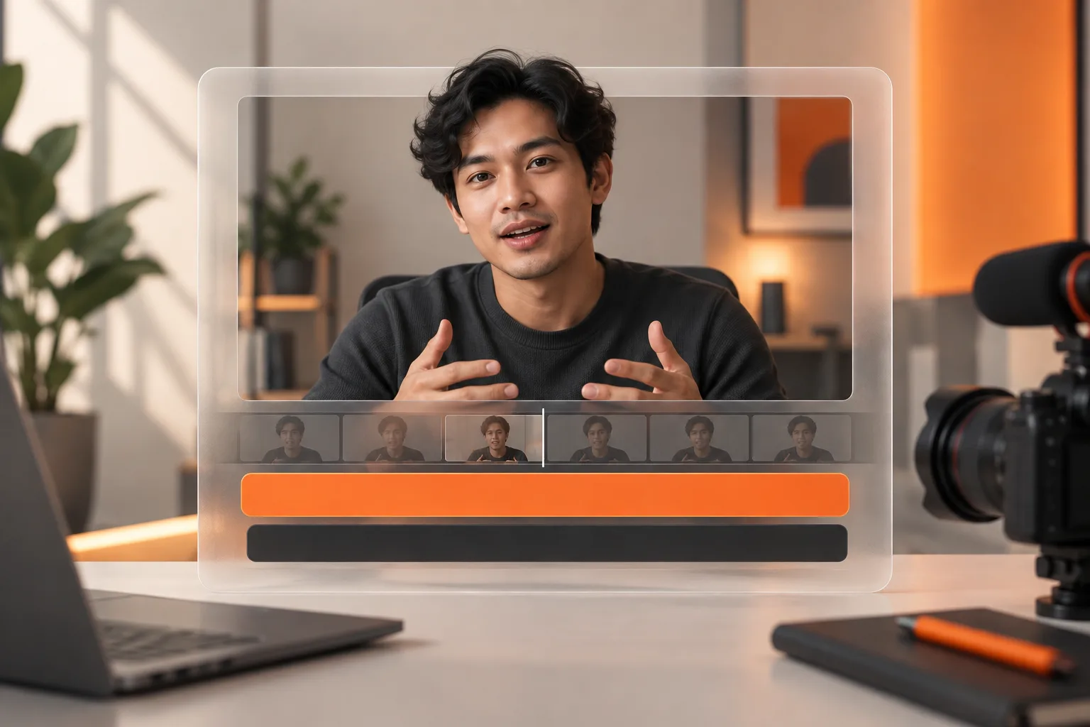 Speaker portrait with caption bars