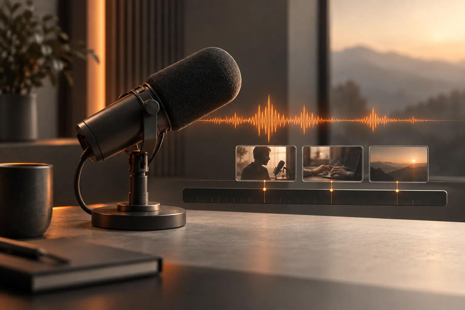Broadcast microphone and highlight timeline